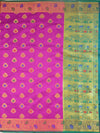 Banarasee Art Silk Saree With Floral Border-Magenta