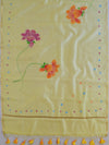 Banarasee Pure Handloom Chanderi Hand Painted Dupatta-Yellow