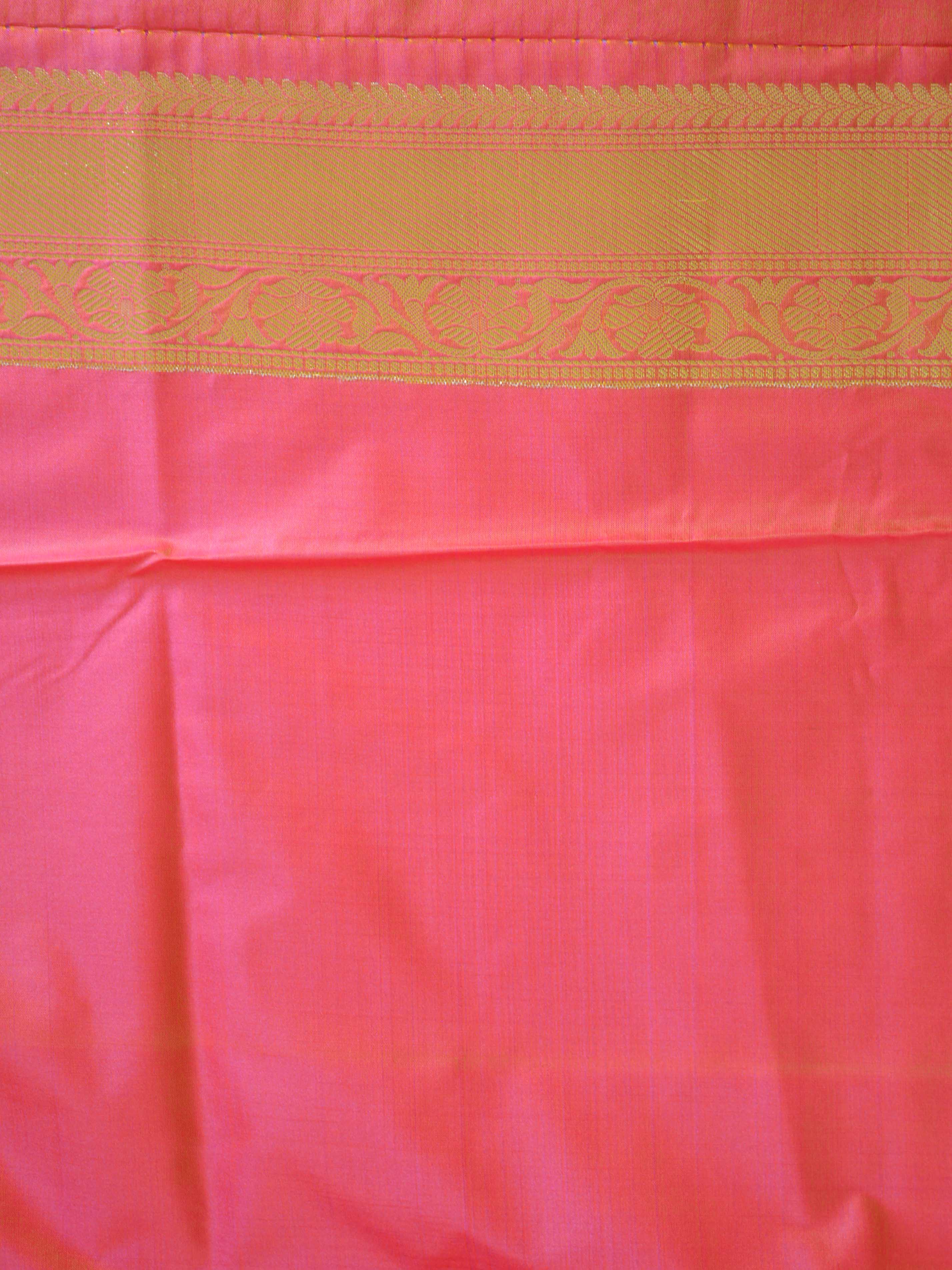 Banarasee Handwoven Semi Silk Saree With Zari Border & Buta-Peach