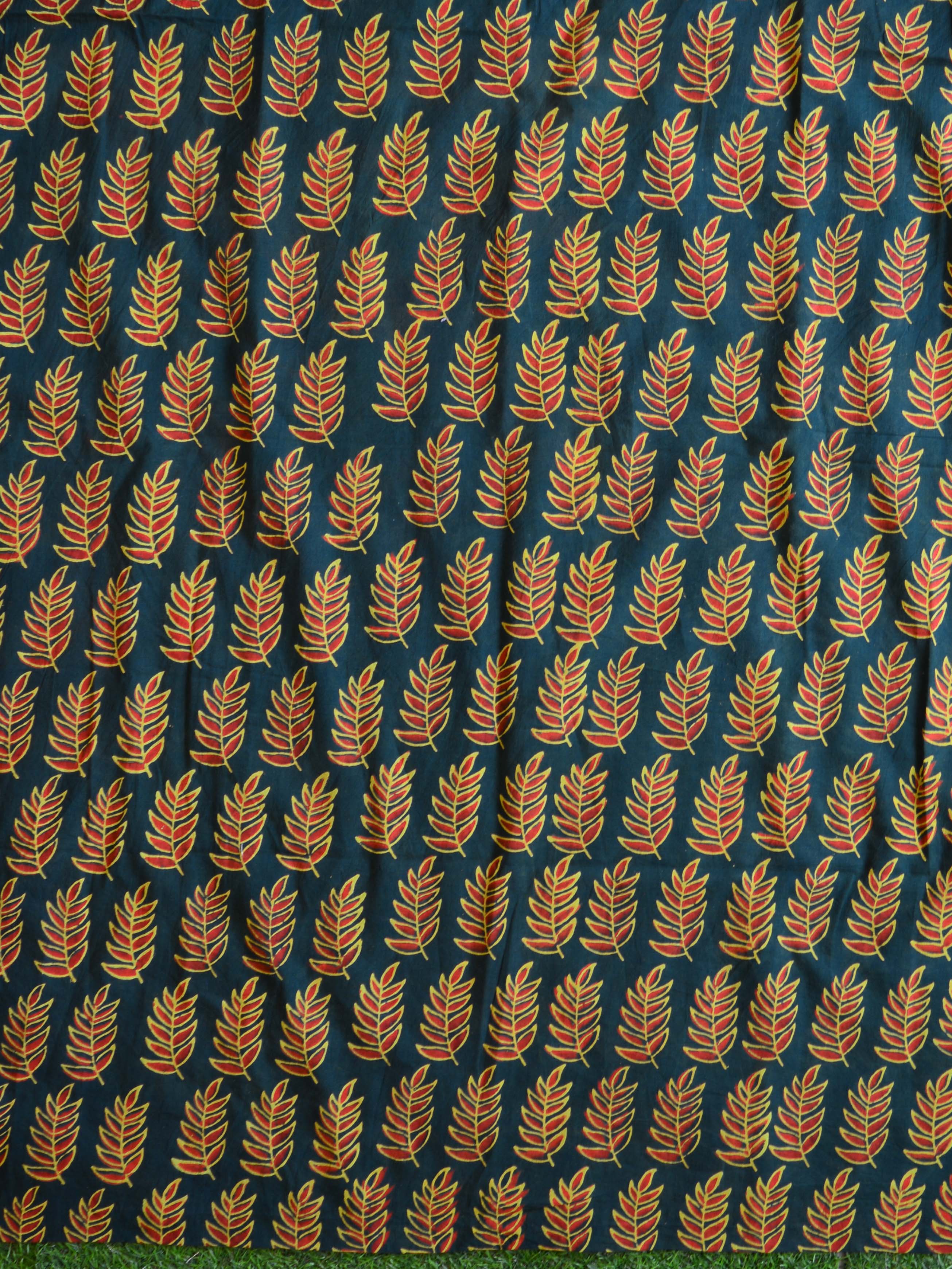 Handloom Mul Cotton Handblock Printed Suit Set-Green