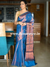 Kanjivaram Handwoven Semi Silk Saree With Jaal & Zari Border Design-Rama Green
