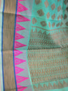 Banarasee Handloom Cotton Saree with Resham Work-Sea Green