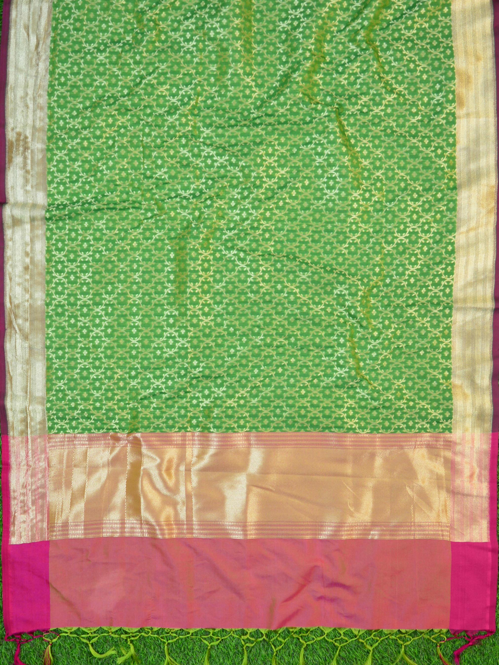 Banarasee Art Silk Dupatta Jaal Design-Henna Green