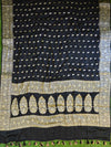 Banarasee Chiffon Floral Zari Buti & Border Saree-Black