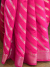 Banarasee Handwoven Semi Silk Saree With Stripes Design-Pink