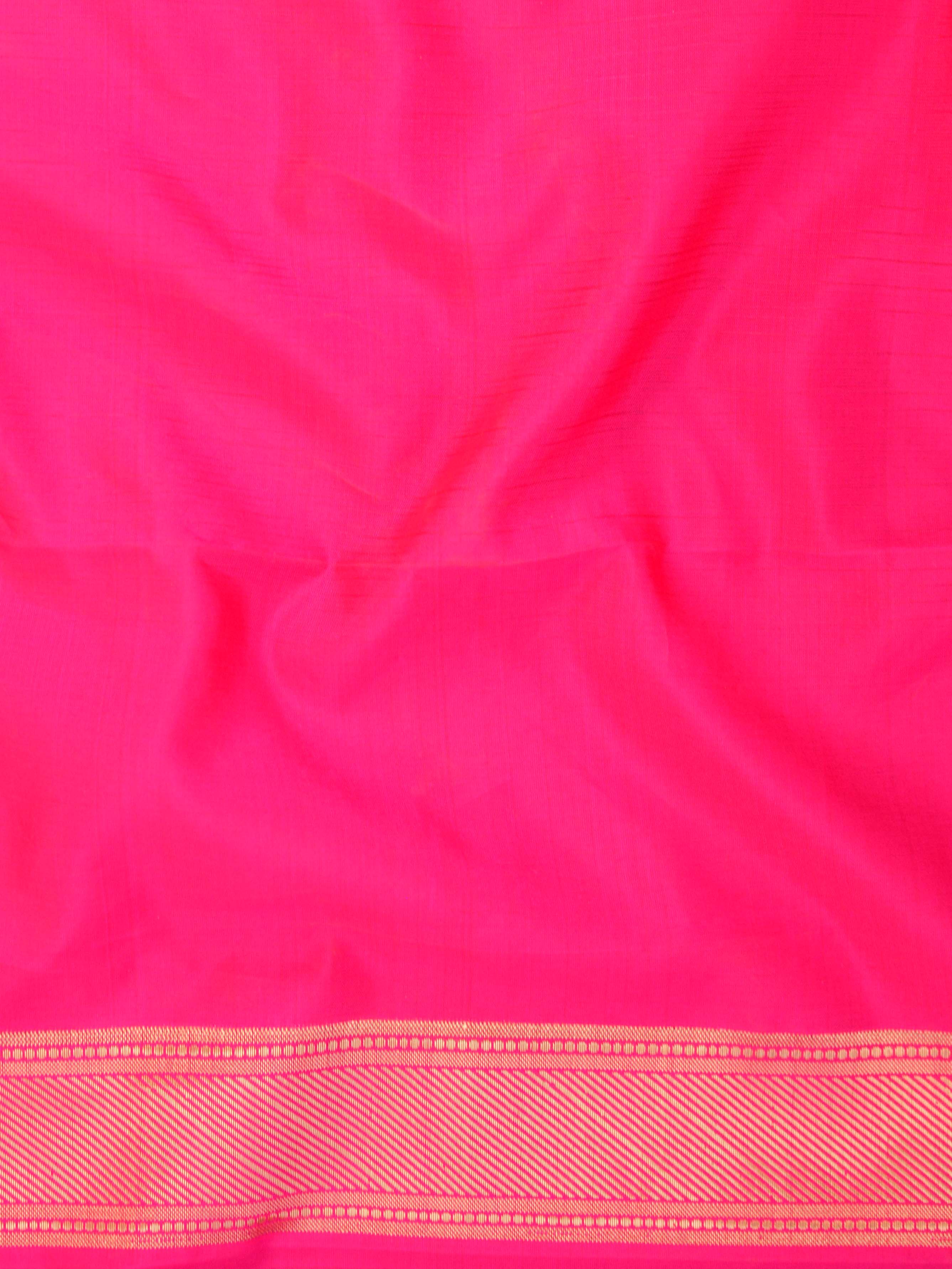 Banarasee Handwoven Semi Silk Saree With Stripes Design-Pink
