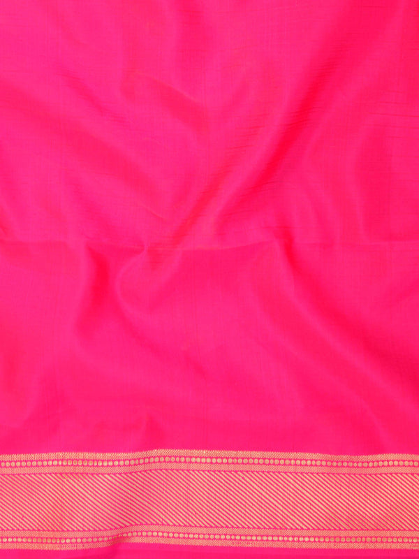 Banarasee Handwoven Semi Silk Saree With Stripes Design-Pink