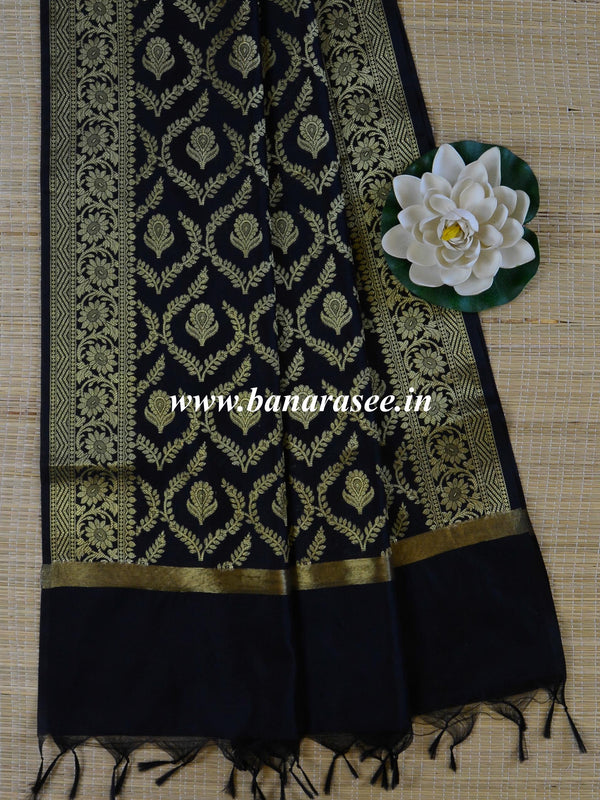 Banarasee Art Silk Jaal Design Dupatta-Black