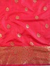 Banarasee Chanderi Cotton Zari Buta Design Salwar Kameez & Dupatta Set-Red