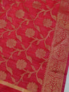 Banarasee Chanderi Cotton Zari Buta Design Salwar Kameez & Dupatta Set-Red