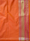Banarasee Handwoven Semi Silk Saree With Zari Border & Buta-Orange