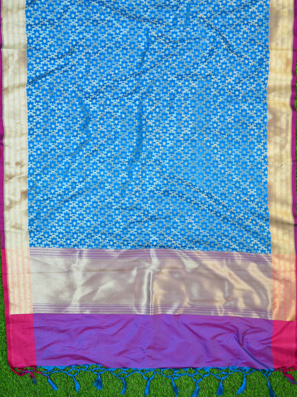 Banarasee Art Silk Dupatta Jaal Design-Turquoise Blue