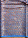 Banarasee Handwove Silk Cotton Saree With Antique Zari Buta & Border-Peach
