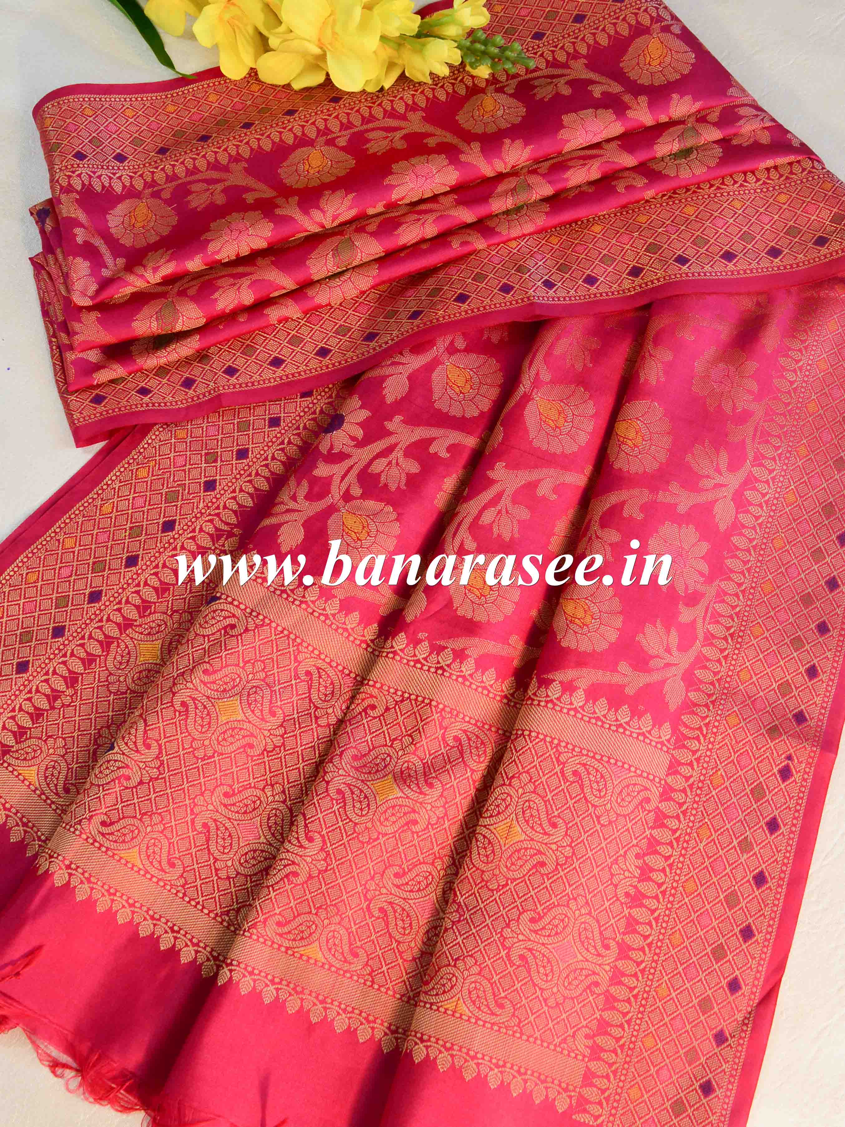 Banarasee Art Silk Jaal Design Dupatta-Pink