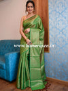 Kanjivaram Handwoven Semi Silk Saree With Jaal & Zari Border Design-Light Green