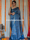 Banarasee Handloom Chanderi Digital Print Saree With Antique Zari Design-Blue