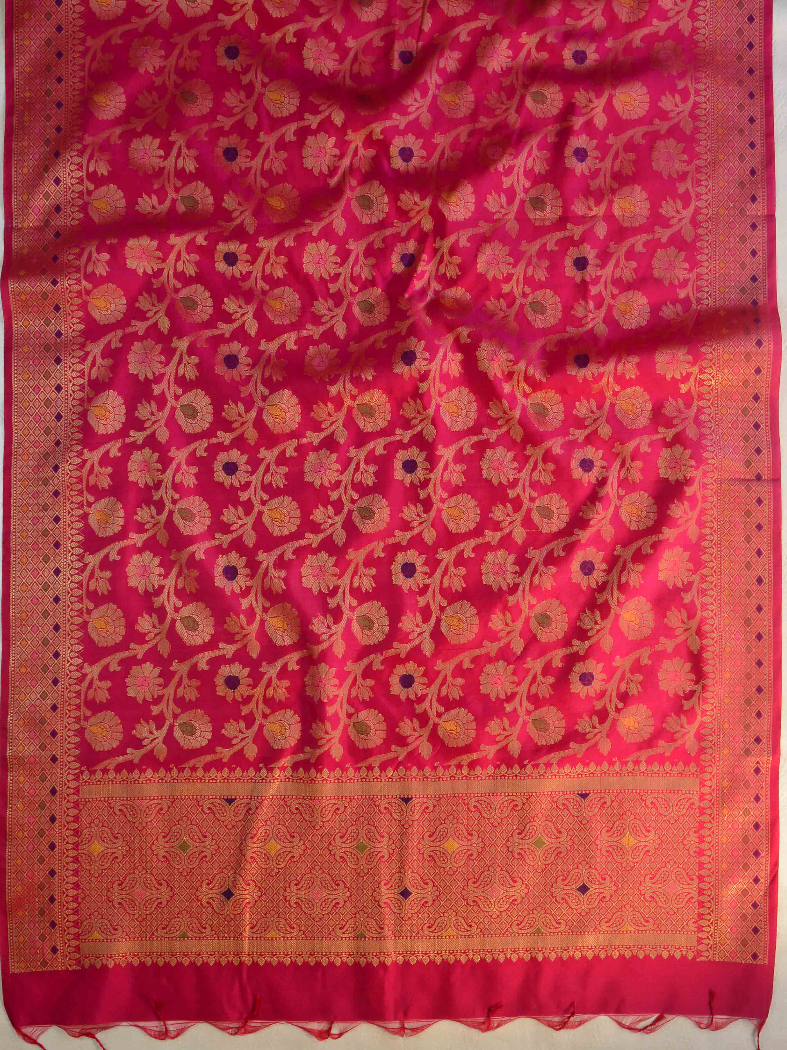 Banarasee Art Silk Jaal Design Dupatta-Pink