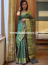 Banarasee Cotton Silk Saree With Zari Buti & Border-Green
