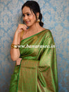 Kanjivaram Handwoven Semi Silk Saree With Jaal & Zari Border Design-Light Green