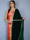 Banarasee Semi Silk Salwar Kameez Fabric With Velvet Gotapatti Dupatta-Green & Red