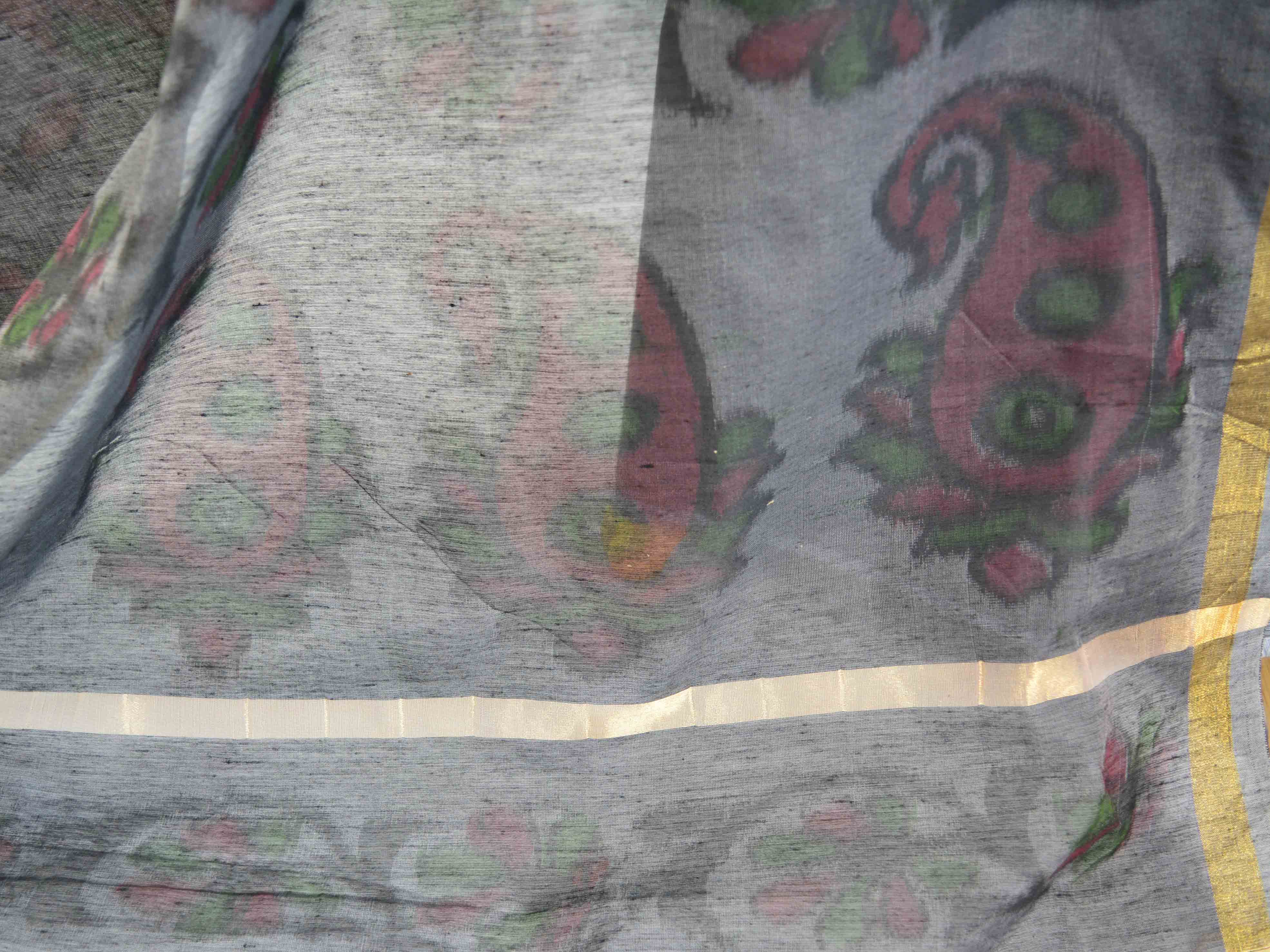 Banarasee Cotton Salwar Kameez Printed Fabric-Charcoal Grey