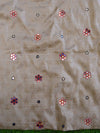 Banarasee Brocade Salwar Kameez Fabric With Mirror Work-Beige & Maroon