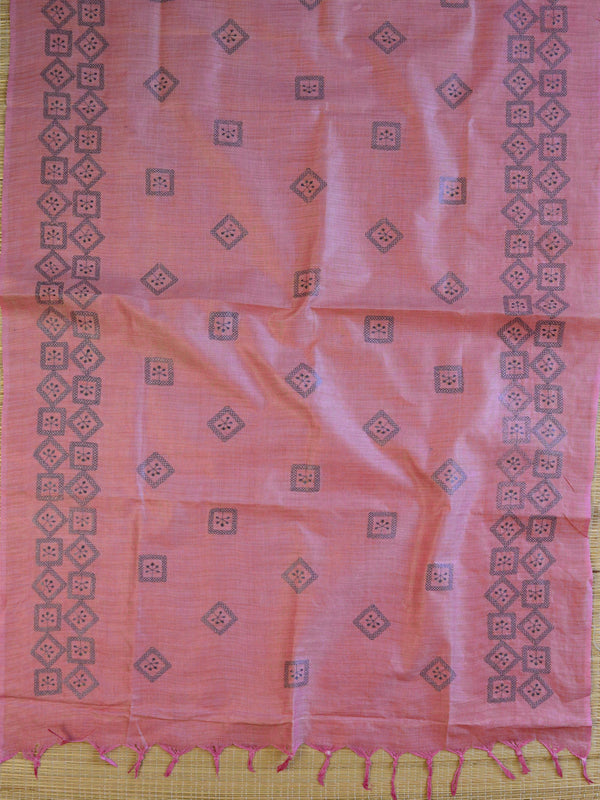 Handloom Embroidered Khadi Cotton Salwar Kameez Dupatta Set-Onion Pink & Blue