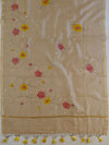Banarasee Pure Handloom Chanderi Hand Painted Dupatta-Fawn