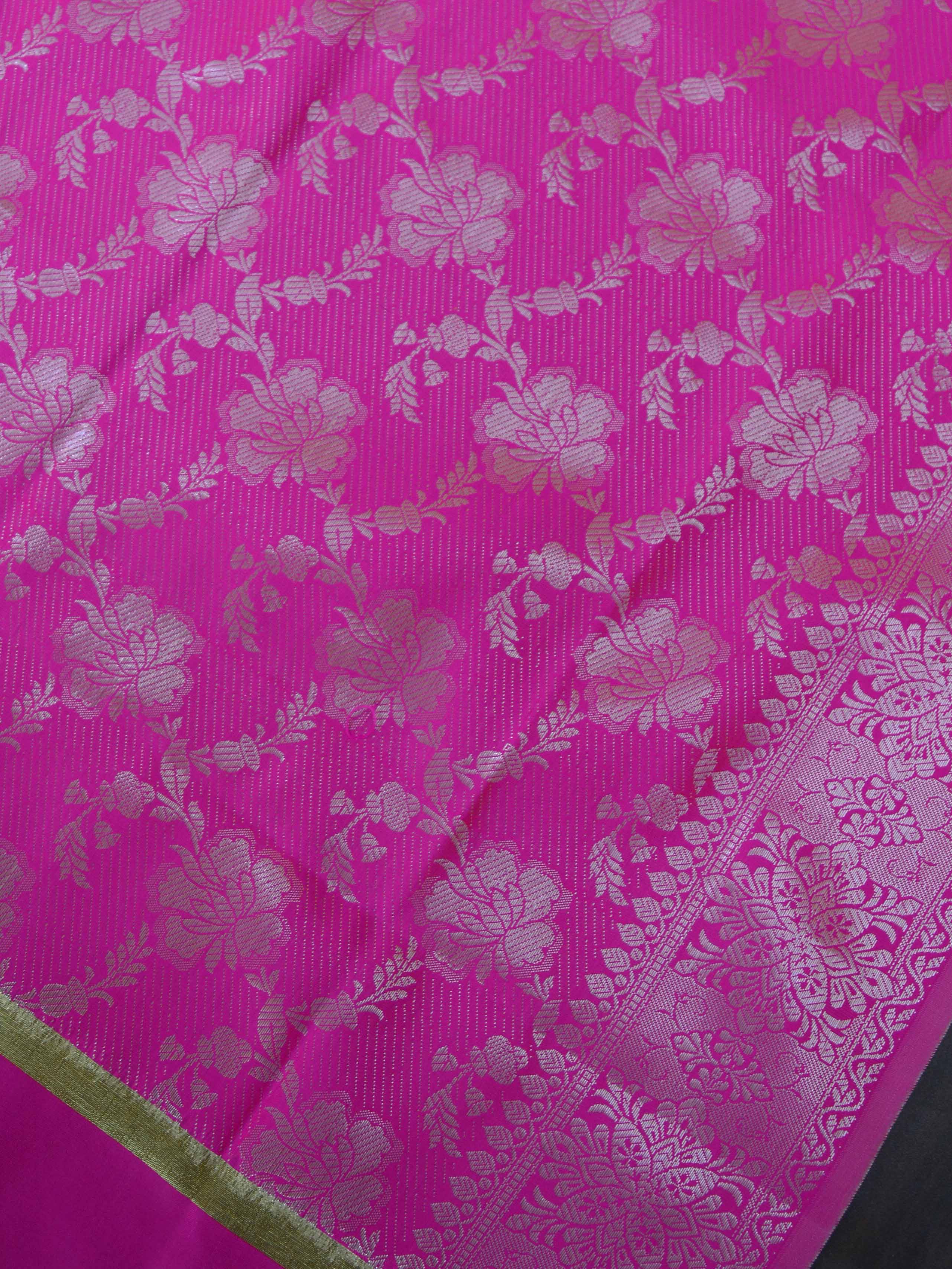 Banarasee Art Silk Dupatta Silver Zari Jaal Design-Pink