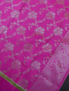 Banarasee Art Silk Dupatta Silver Zari Jaal Design-Pink