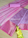 Banarasee Art Silk Floral Salwar Kameez Fabric & Dupatta-Pink