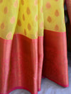 Banarasee Organza Mix Saree With Copper Zari Buti & Border-Yellow