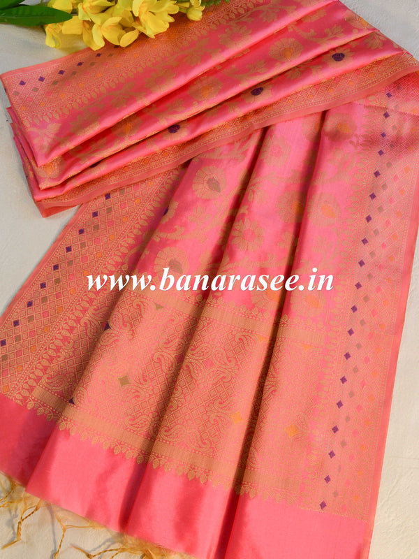 Banarasee Art Silk Jaal Design Dupatta-Pink