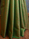 Kanjivaram Handwoven Semi Silk Saree With Jaal & Zari Border Design-Light Green