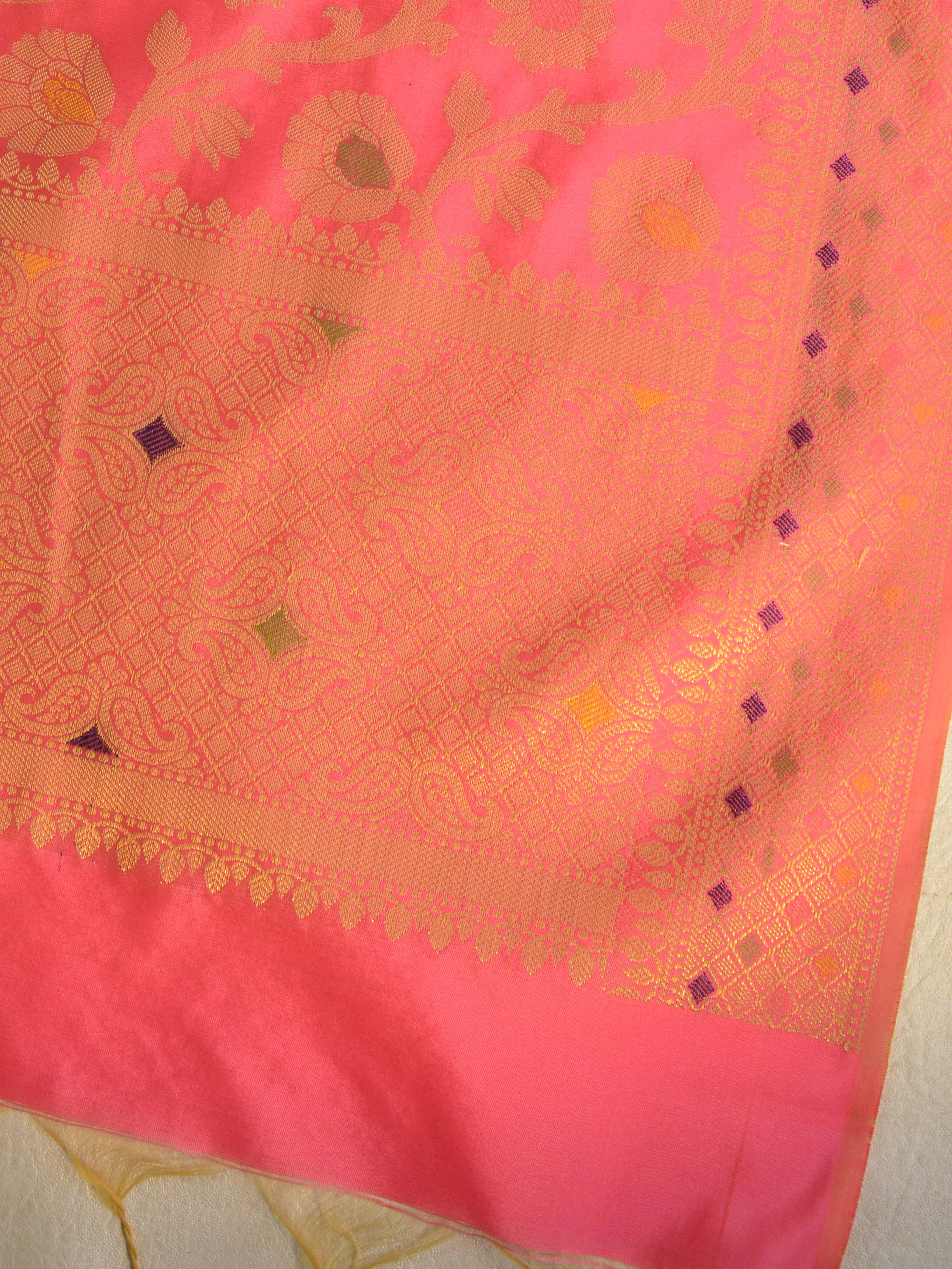 Banarasee Art Silk Jaal Design Dupatta-Pink