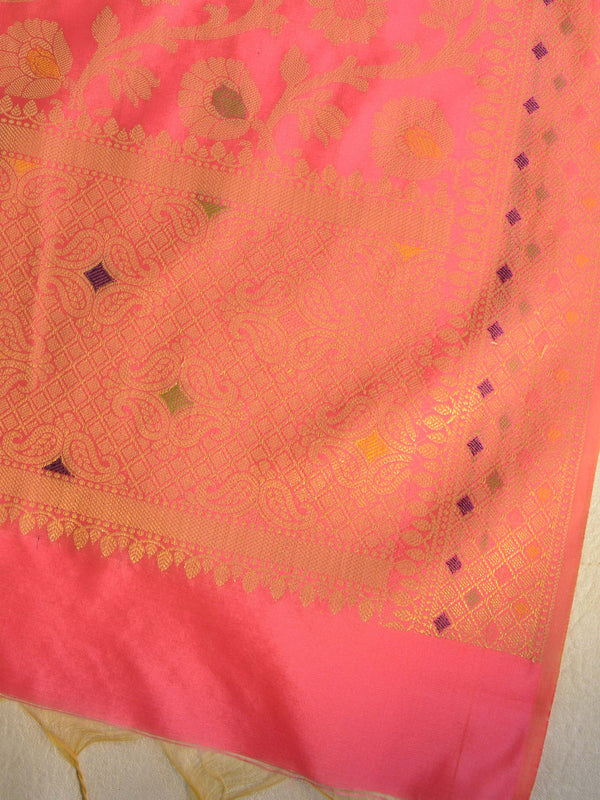 Banarasee Art Silk Jaal Design Dupatta-Pink