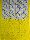 Handloom Mul Cotton Hand Print Saree-White