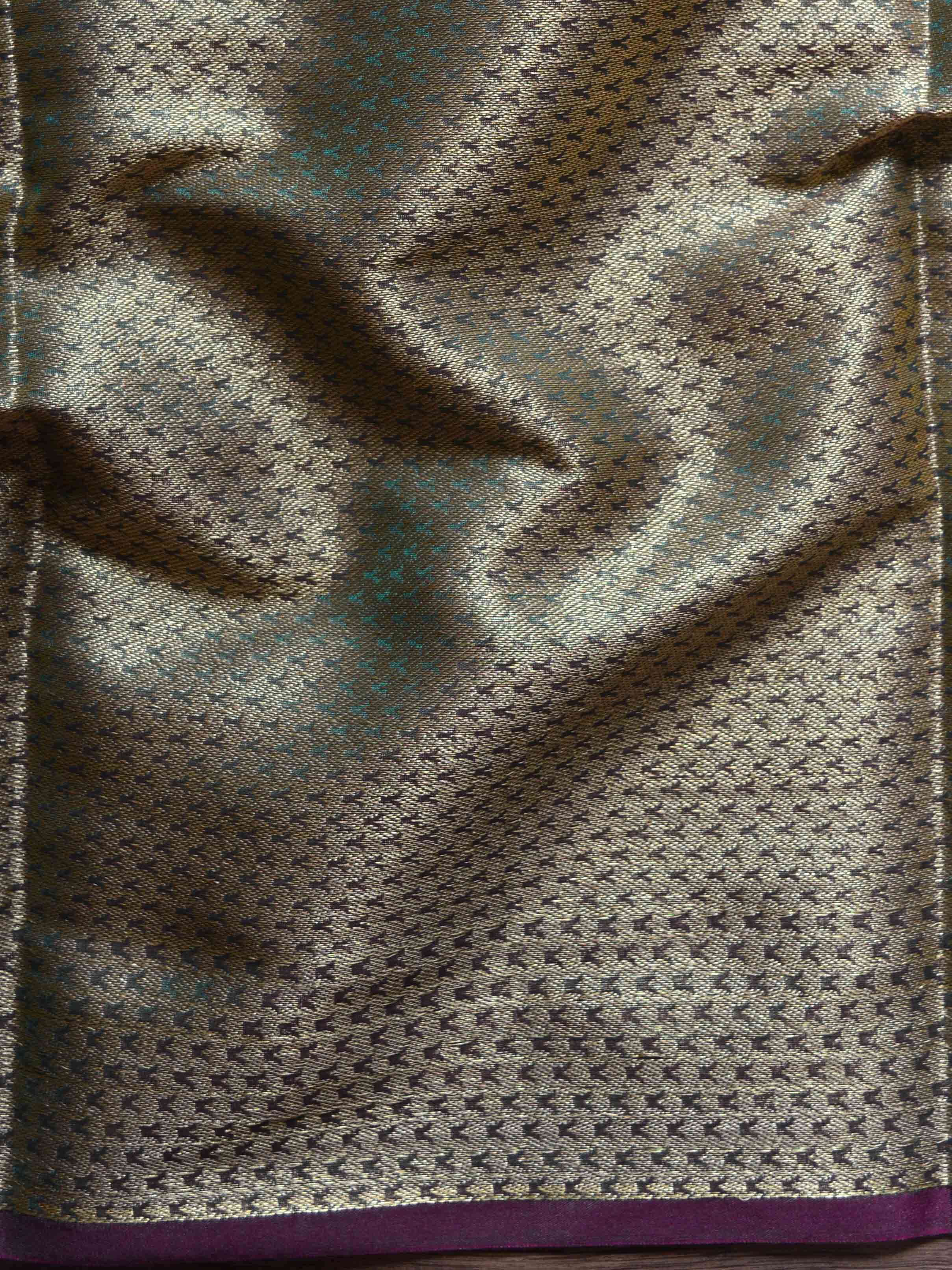 Banarasee Cotton Silk Saree With Zari Buti & Border-Green