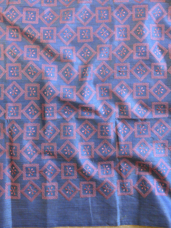 Handloom Embroidered Khadi Cotton Salwar Kameez Dupatta Set-Onion Pink & Blue