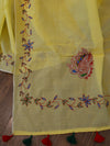 Banarasee Chanderi Cotton Hand-Embroidered Saree-Yellow