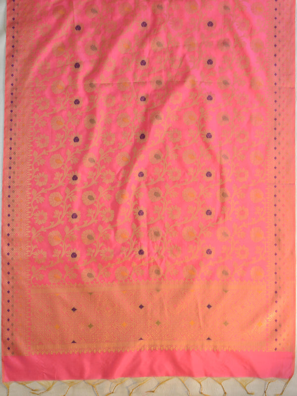 Banarasee Art Silk Jaal Design Dupatta-Pink