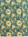 Handloom Mul Cotton Block Print Suit Set-Olive Green & White