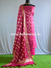 Banarasee Handwoven Semi-Silk Salwar Kameez Fabric With Zari Buta Design-Magenta