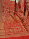 Banarasee Handwoven Pure Muga Silk Sari Buti With Floral Border & Pallu-Beige
