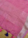 Bhagalpuri Ikkat Kameez With Shibori Dyed Linen Dupatta & Bottom-Pink & Blue