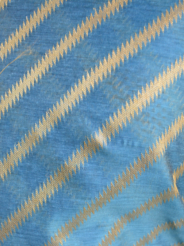 Banarasee Cotton Silk Salwar Kameez Fabric With Contrast Dupatta-Blue