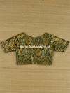 Banarasee Pure Silk Brocade Fabric Blouse-Deep Green