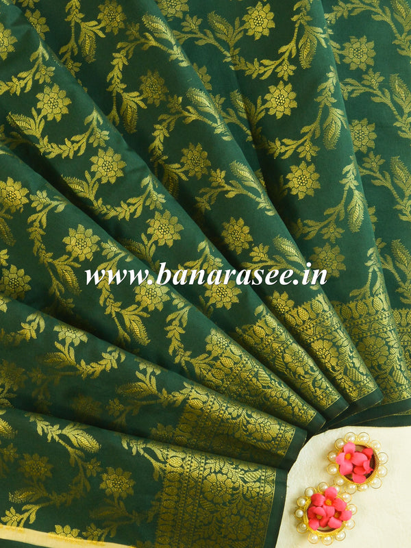 Banarasee Art Silk Jaal Design Dupatta-Deep Green