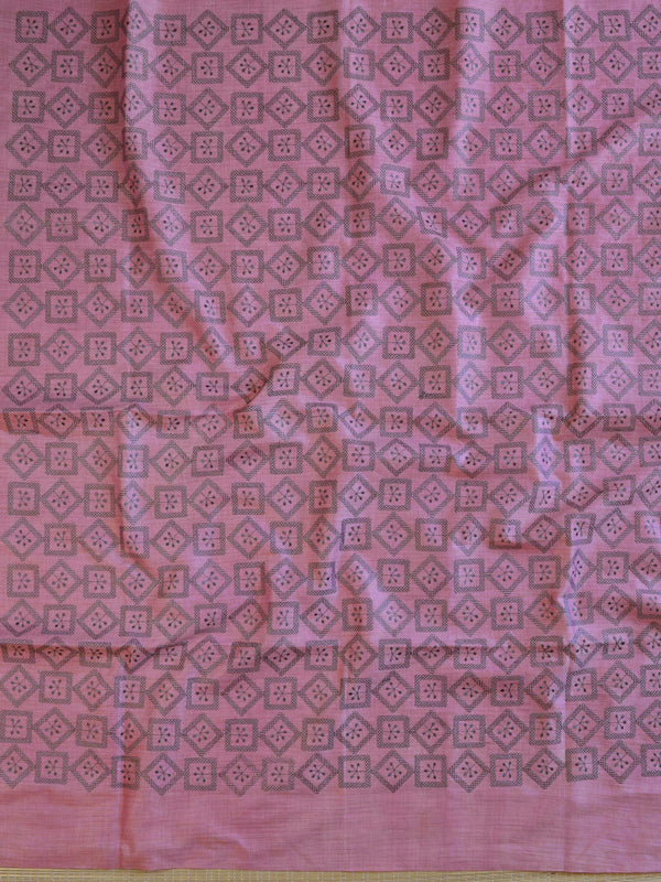 Handloom Embroidered Khadi Cotton Salwar Kameez Dupatta Set-Pastel Green & Pink
