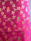 Banarasee Handwoven Semi-Silk Salwar Kameez Fabric With Zari Buta Design-Magenta